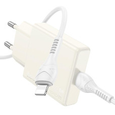 Мережевий зарядний пристрій Hoco N44 USB-C (30W · 3A) з кабелем Type-C – Lightning (White)