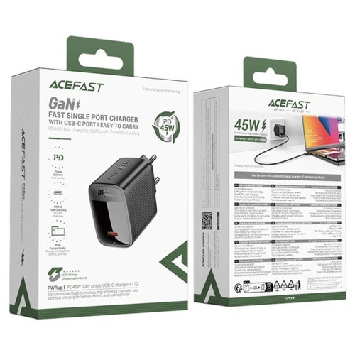 Сетевое зарядное устройство Acefast A112 USB-C (45W · 3A) (Black)