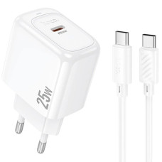 Сетевое зарядное устройство Hoco CS53A USB-C (25W · 3A) с кабелем Type-C – Type-C (White)
