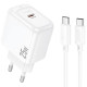 Сетевое зарядное устройство Hoco CS53A USB-C (25W · 3A) с кабелем Type-C – Type-C (White)