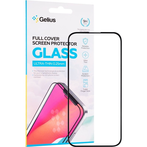 Защитное стекло Gelius для Apple iPhone 16 (Full Glue) (0.3 мм, 2.5D) (Black)