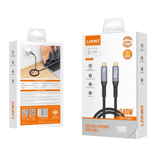 Кабель LDNIO TC11c Type-C – Type-C (1 м · 240W · 5A) (Black)
