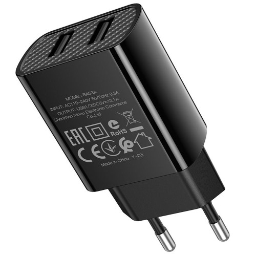 Сетевое зарядное устройство Borofone BA53A 2xUSB-A (10.5W · 2.1A) (Black)