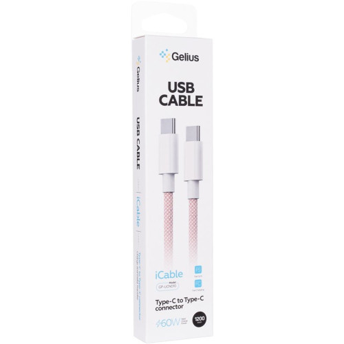 Кабель Gelius iCable Type-C to Type-C 60W 1.2м (GP-UCN010) pink