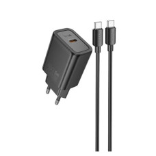 Сетевое зарядное устройство Hoco N60 USB-C (20W · 3A) с кабелем Type-C – Type-C (Black)