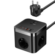 Сетевое зарядное устройство Baseus PowerCombo Fast Charger 3AC+2U+2C (30W · 3A) (E00066400117-00) (Black)