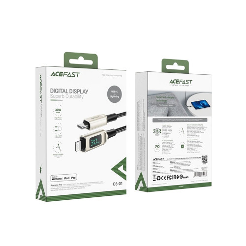 Кабель Acefast C6-01 Type-C – Lightning (1.2 м · 30W · 3A) (Silver)