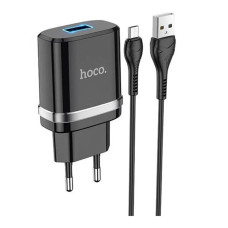 Мережевий зарядний пристрій Hoco N1 USB-A (12W · 2.4A) з кабелем USB-A – Micro-USB (Black)