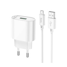 Мережевий зарядний пристрій Hoco C109A USB-A (18W · 3A) з кабелем USB-A – Micro-USB (White)