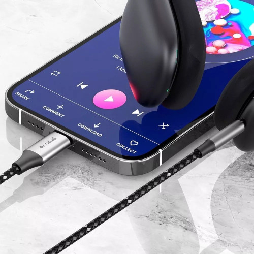 Аудиокабель AUX Proove SoundMesh Lightning – 3.5 мм (1 м) (Gray)